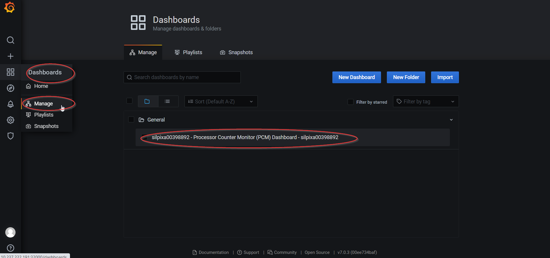 PCM dashboard